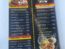 Birria El Sinaloense menu