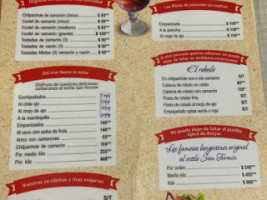 Rancho Fermin, México menu