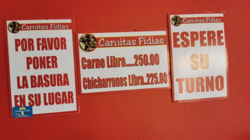 Carnitas Fidias menu