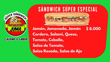 Super Sándwich Juma menu