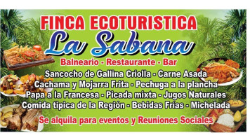 Finca Ecoturistica La Sabana menu