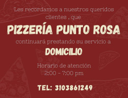 Pizzeria Punto Rosa menu