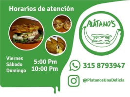 Plátano's menu