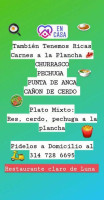 Claro De Luna menu