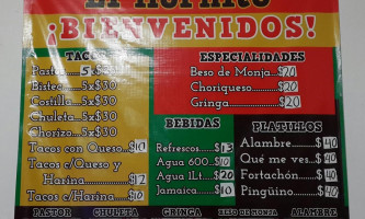 Tacos El Hornito menu