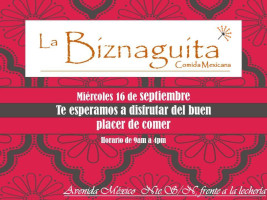 La Biznaguita menu