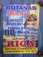 Botanas Richy menu