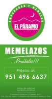 Empanadas Y Memelas El Páramo menu