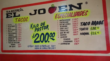 Taquería El Joven 2 menu