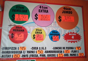 Pizzería Mendoza menu