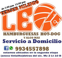 Hamburguesas Leo Tercer Milenio menu