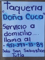 Taquería Doña Cuca menu