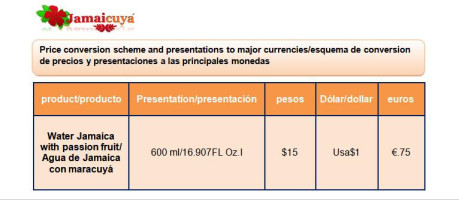 Jamaicuyá menu