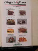 Rayo's Pizza menu