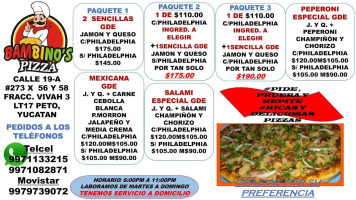 Bambino's Pizza Postres Peto menu