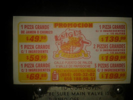 Pizzas Luigi S menu