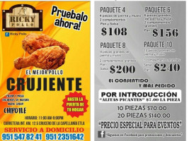 Pollo Land menu