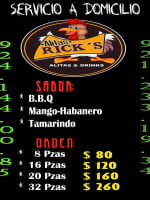 Alitas Ricks menu