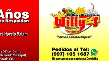 H Y H Willy's Suc Centro menu