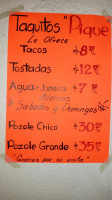 Taquería Pique menu