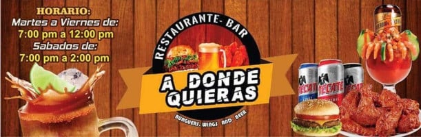 A Donde Quieras menu