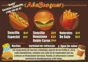 Alaburguer menu