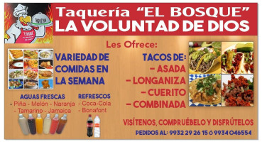 Taqueria El Bosque La Voluntad De Dios menu