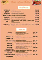 Chelelo´s Snacks Beer menu