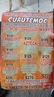 Tacos Y Parrilladas Cuahutemoc menu