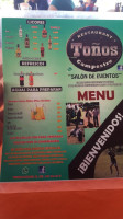 Toños Campestre menu