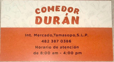 Comedor Durán menu