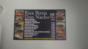 Rica Birria Don Nacho menu