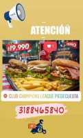 Club Champions League Piedecuesta menu