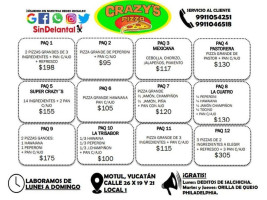 Crazy's Pizza Motul menu