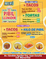 El Pibil Llenador En Boca Del Río menu