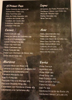 El Alambique, Restaurant-bar menu