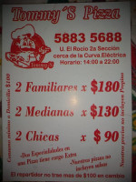 Tommy's Pizza Prados Tultitlan menu