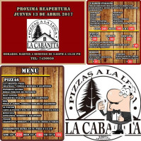 Pizzas La Cabañita menu