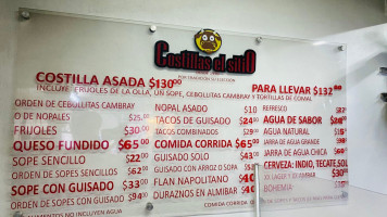 Costillas el Sitio menu