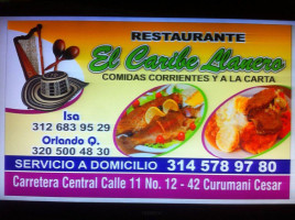 El Caribe Llanero menu